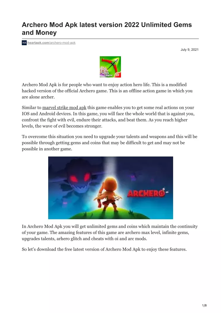 PPT heartapk com Archero Mod Apk latest version 2022 Unlimited Gems PPT heartapk com Archero Mod Apk latest version 2022 Unlimited Gems