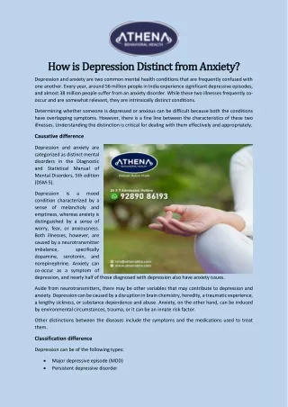 How Is Depression Distinct from Anxiety?