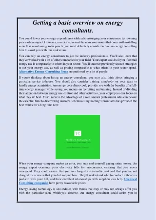 getting a basic overview on energy consultants