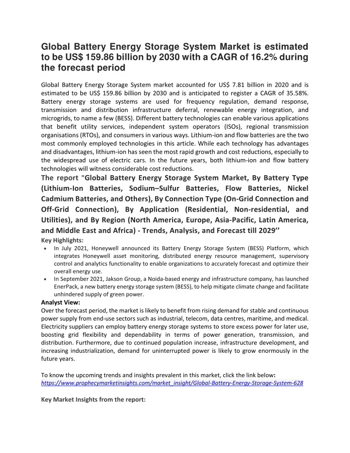 global battery energy storage system market