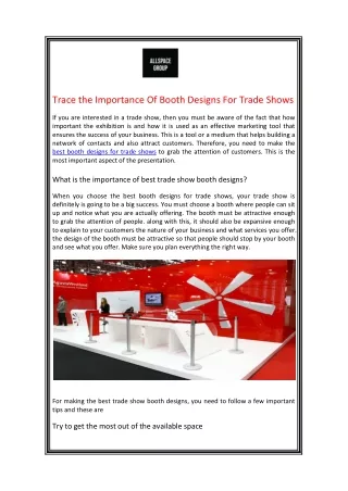 Trace the Importance Of Booth Designs For Trade Shows
