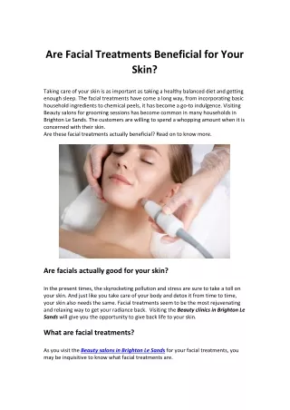 Are Facial Treatments Beneficial for Your Skin?