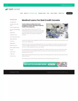 Medical Loans For Bad Credit Canada