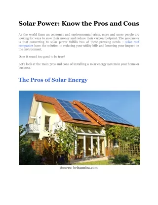 solar power know the pros and cons