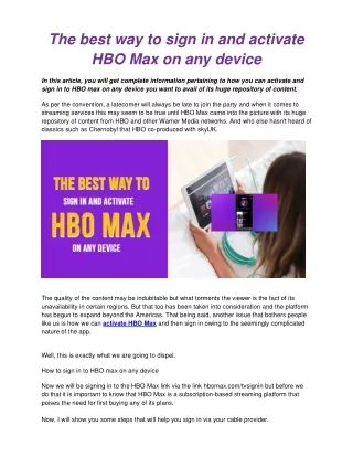 The best way to sign in and activate HBO Max on any device