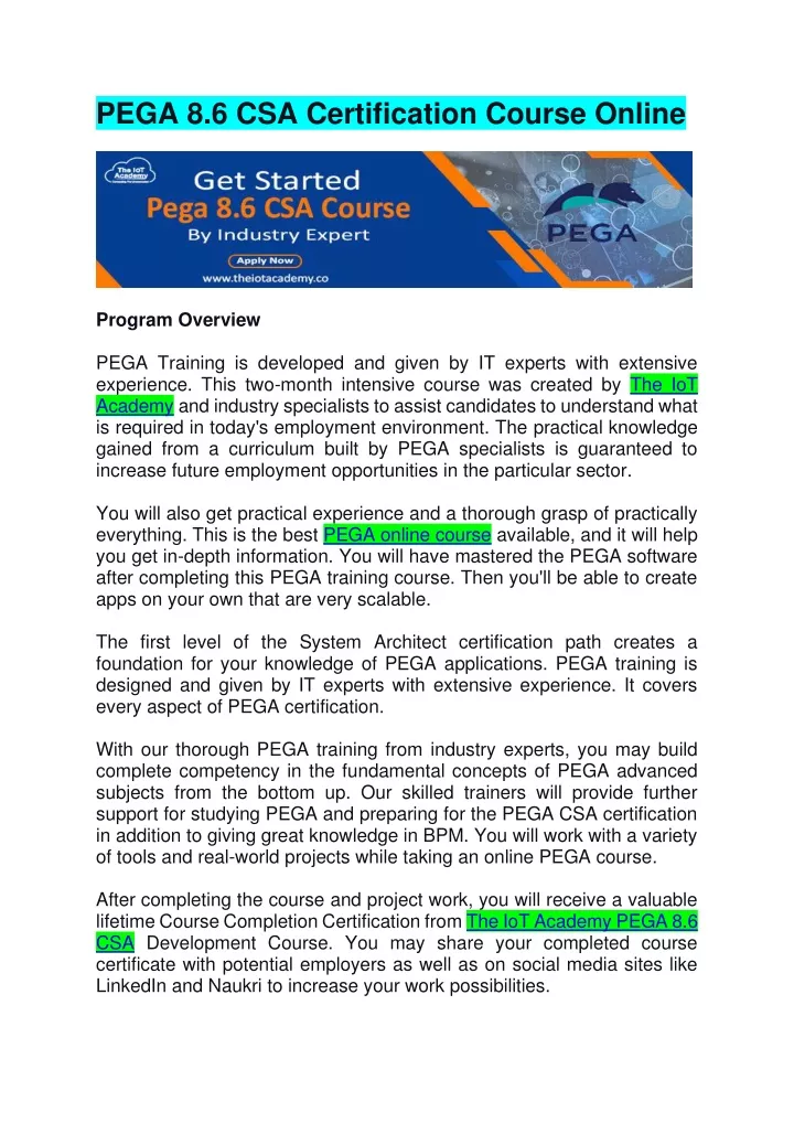 pega 8 6 csa certification course online