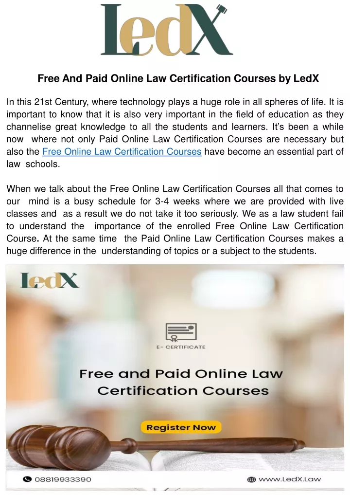free and paid online law certification courses