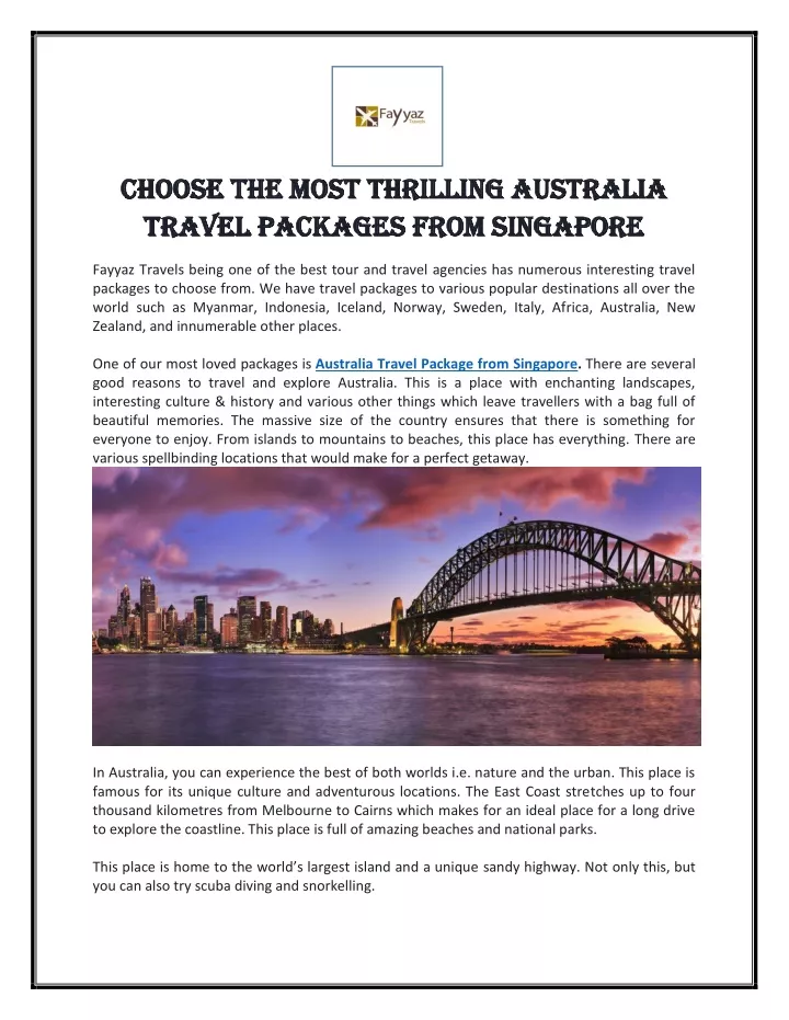 choose choose the most thrilling australia