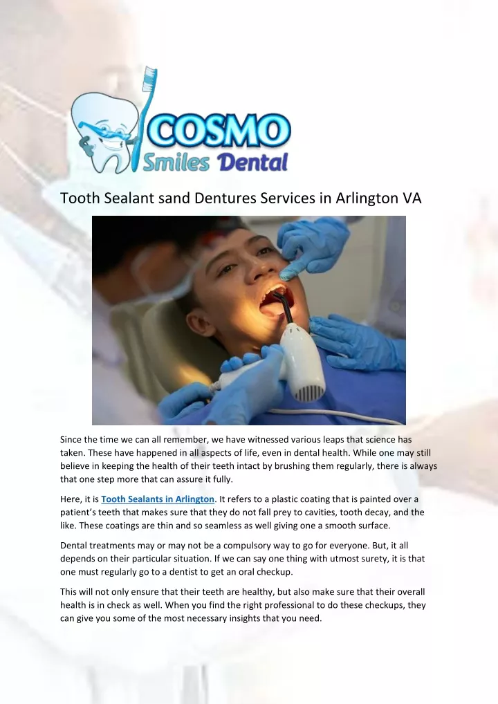 tooth sealant sand dentures services in arlington