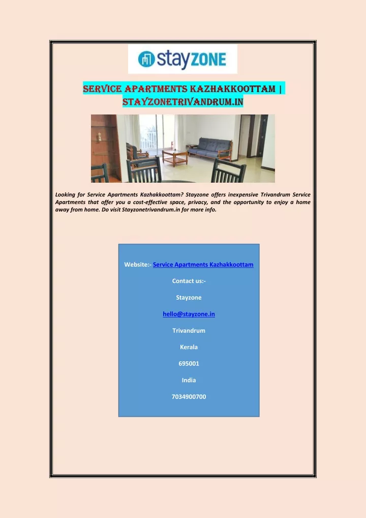 looking for service apartments kazhakkoottam