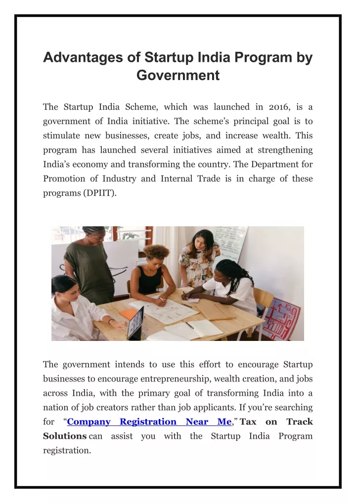 advantages of startup india program by government