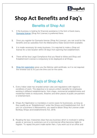 Shop Act Benefits and Faq