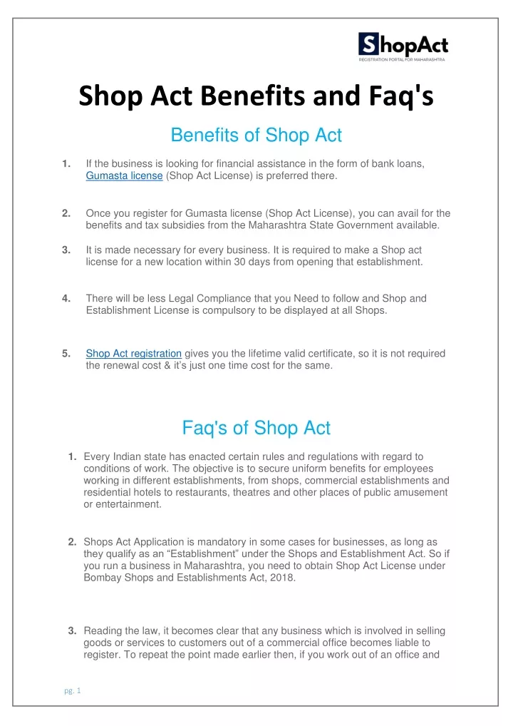 shop act benefits and faq s