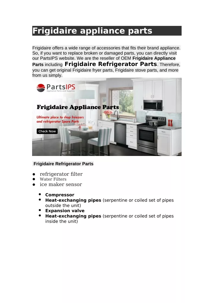 frigidaire appliance parts