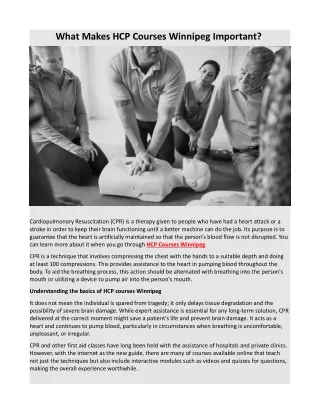 what makes hcp courses winnipeg important