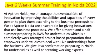 java 6 weeks summer training in noida 2022
