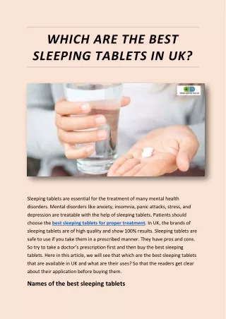 Which Are The Best Sleeping Tablets In UK