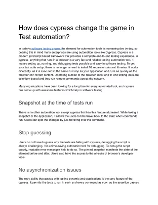 how does cypress change the game in test