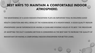 Best ways to maintain a comfortable indoor atmosphere