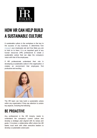 how hr can help build a sustainable culture