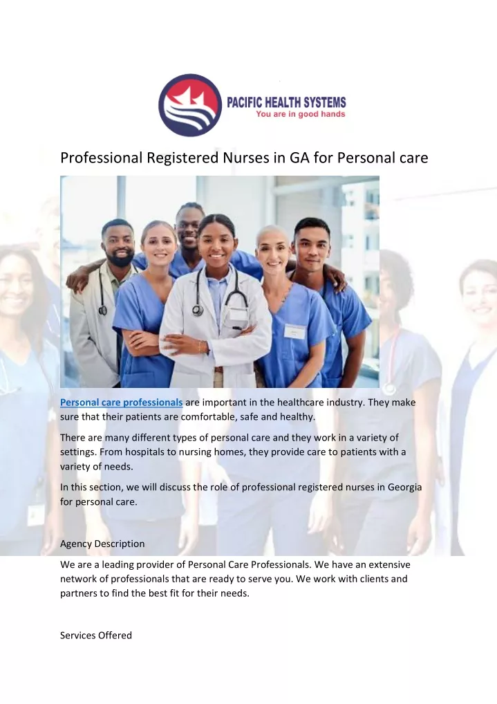 professional registered nurses in ga for personal