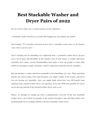 best stackable washer and dryer pairs of 2022