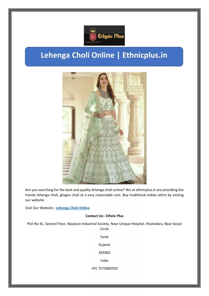 lehenga choli online ethnicplus in