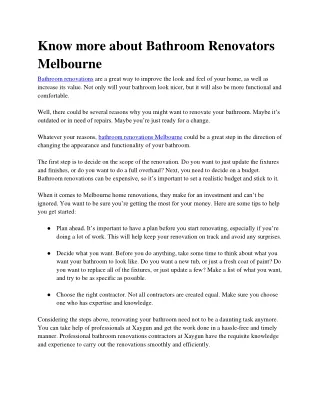 know more about bathroom renovators melbourne