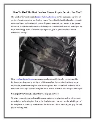 How To Find The Best Leather Gloves Repair Service For You