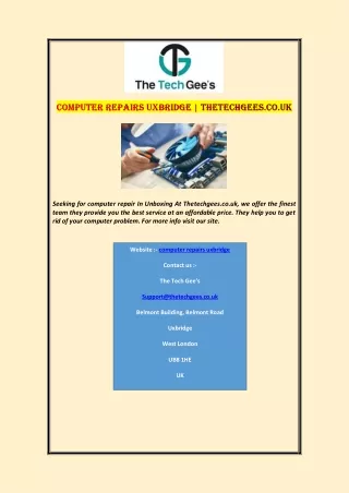 Computer Repairs Uxbridge | Thetechgees.co.uk