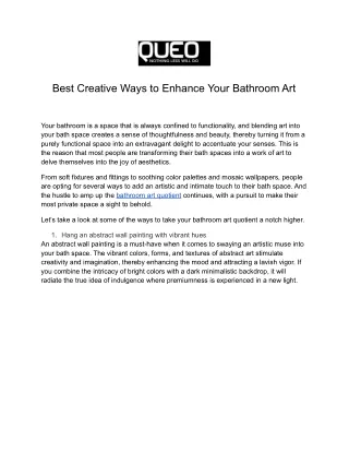 Best Creative Ways to Enhance Your Bathroom Art