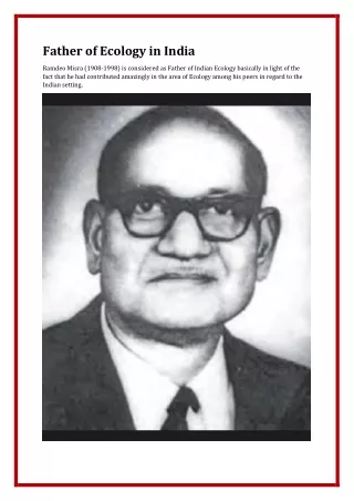 father of ecology in india
