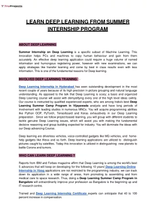 learn deep learning from summer internship program