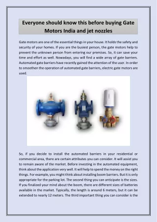 Everyone should know this before buying Gate Motors India and jet nozzles