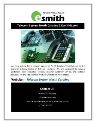telecom system north carolina esmithit com