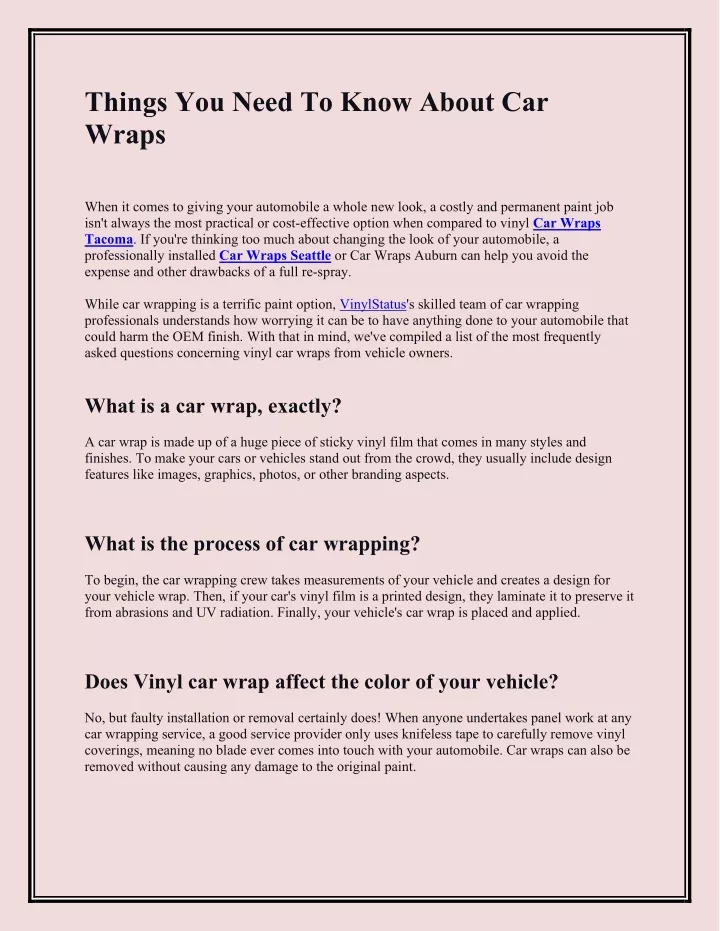 things you need to know about car wraps when