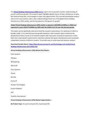 the virtual desktop infrastructure vdi market