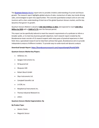 the quantum sensors market report aims to provide