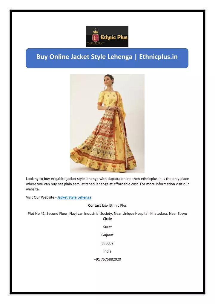 buy online jacket style lehenga ethnicplus in