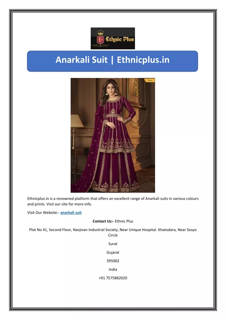 anarkali suit ethnicplus in