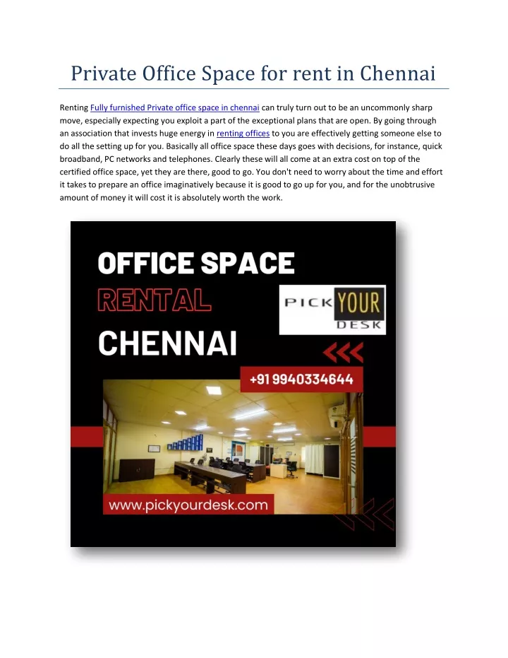private office space for rent in chennai
