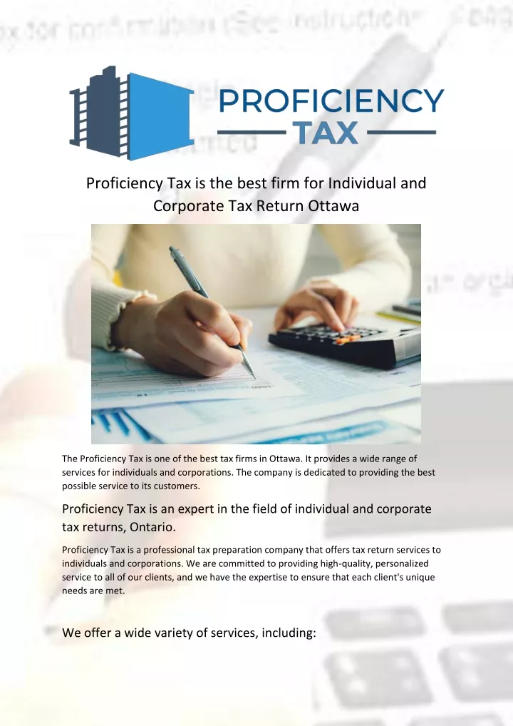 proficiency tax is the best firm for individual