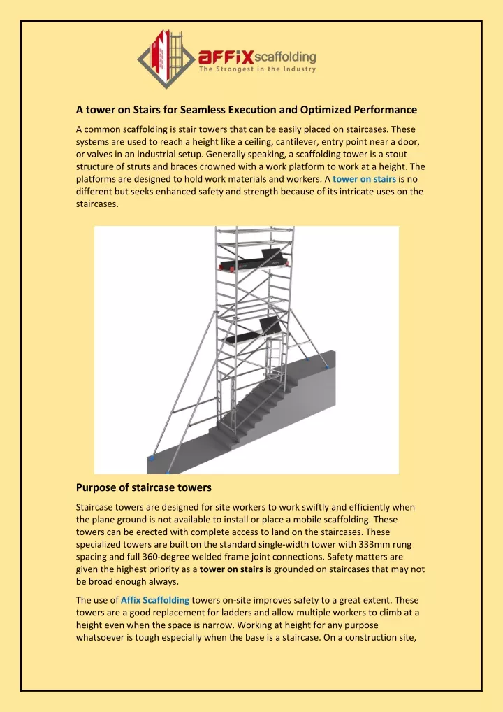 a tower on stairs for seamless execution