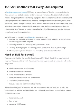 TOP Functions that every LMS (Learning Management System) required