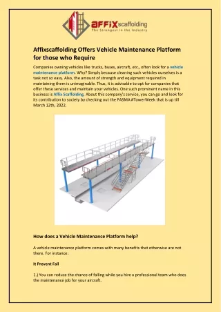 affixscaffolding offers vehicle maintenance