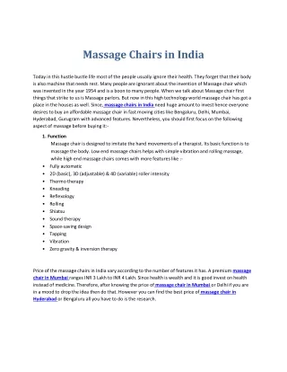 Massage chair in India