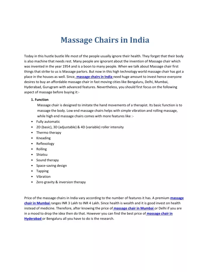 massage chairs in india