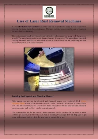 Uses of Laser Rust Removal Machines