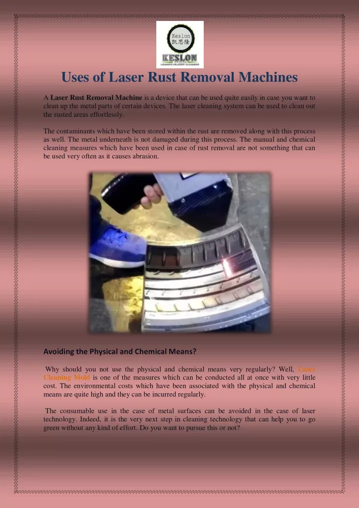 uses of laser rust removal machines