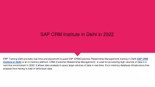 SAP CRM Institute in Delhi in 2022